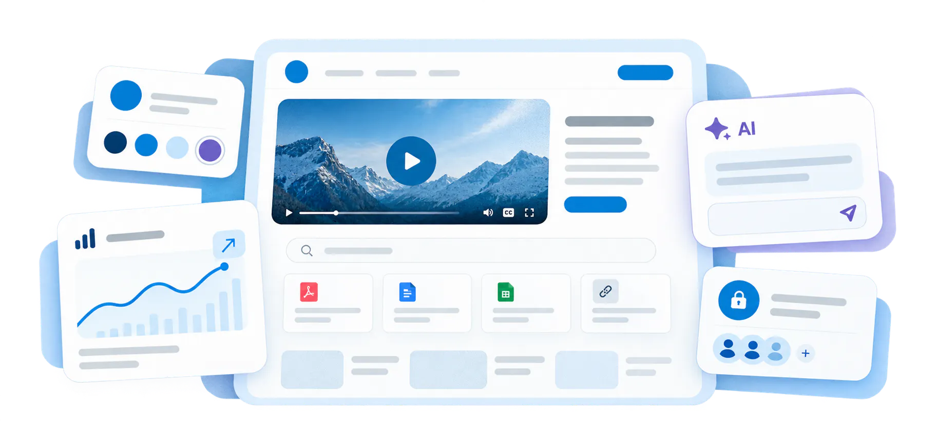 Platform Pages Hero Interface — Branded Video Knowledge Page Mockup