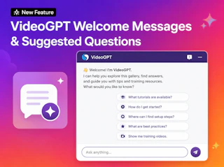 VideoGPT welcome message and suggested starting questions