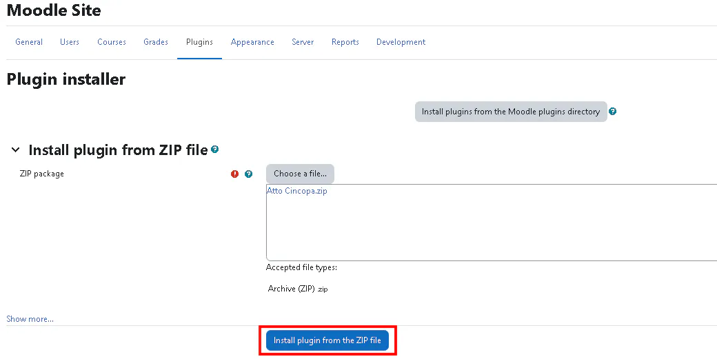 How to install Cincopa Plugins in Moodle LMS