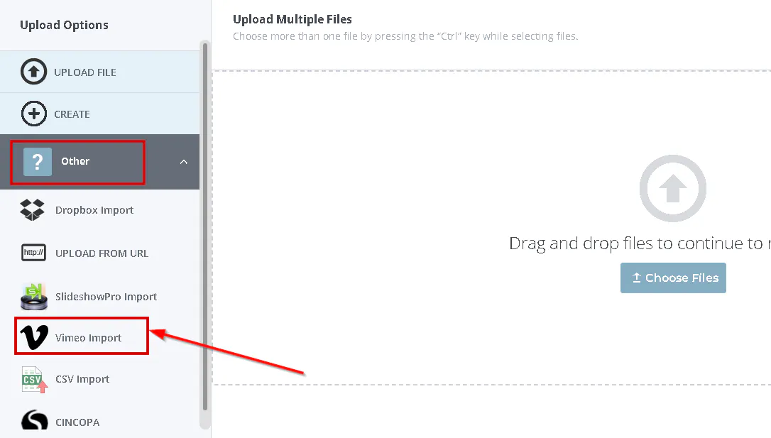 Import Assets using Vimeo importer