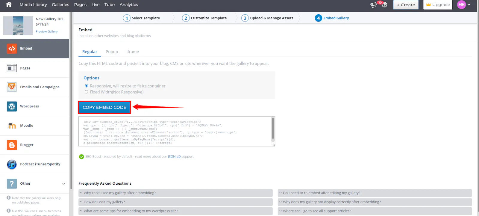 Using Layout Templates When Embedding Individual Assets in Cincopa