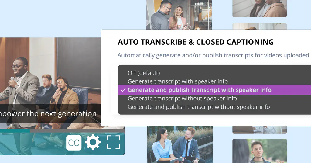 Auto-generate closed captions for every uploaded video — Cincopa product update illustration