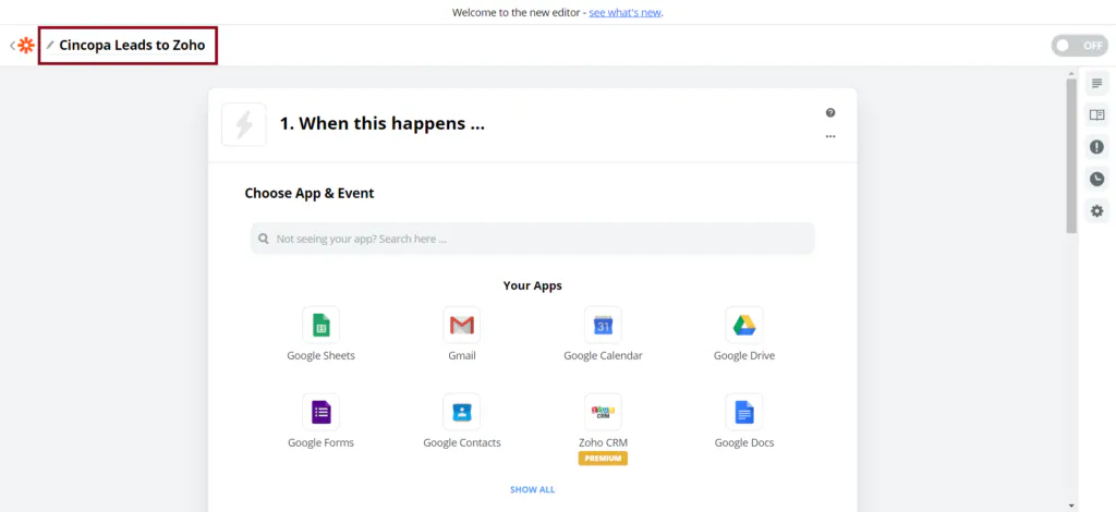 Sending Leads from Cincopa Gallery to Zoho CRM using Zapier
