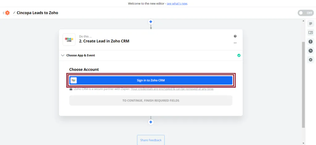 Sending Leads from Cincopa Gallery to Zoho CRM using Zapier