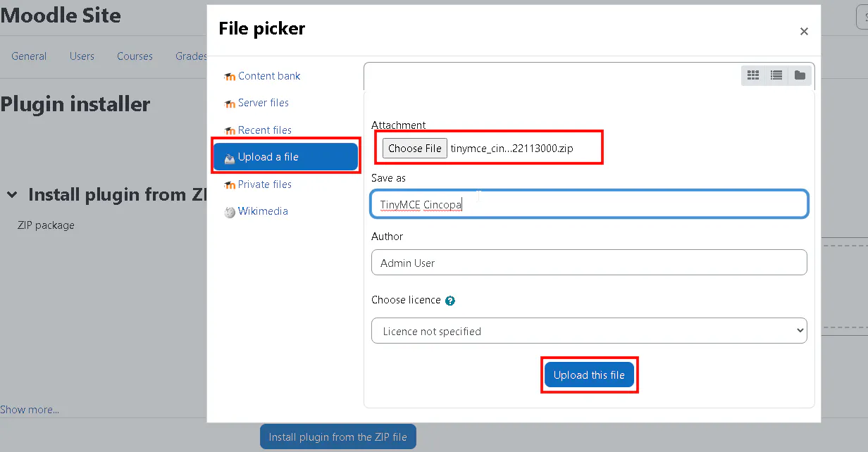 How to install Cincopa Plugins in Moodle LMS