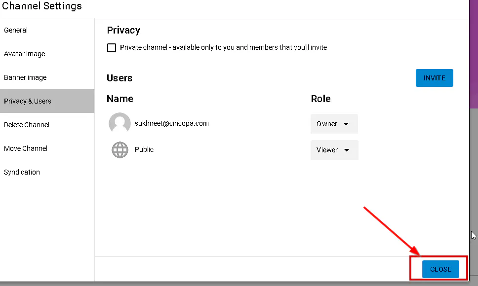 Create Public Channel in CincoTube