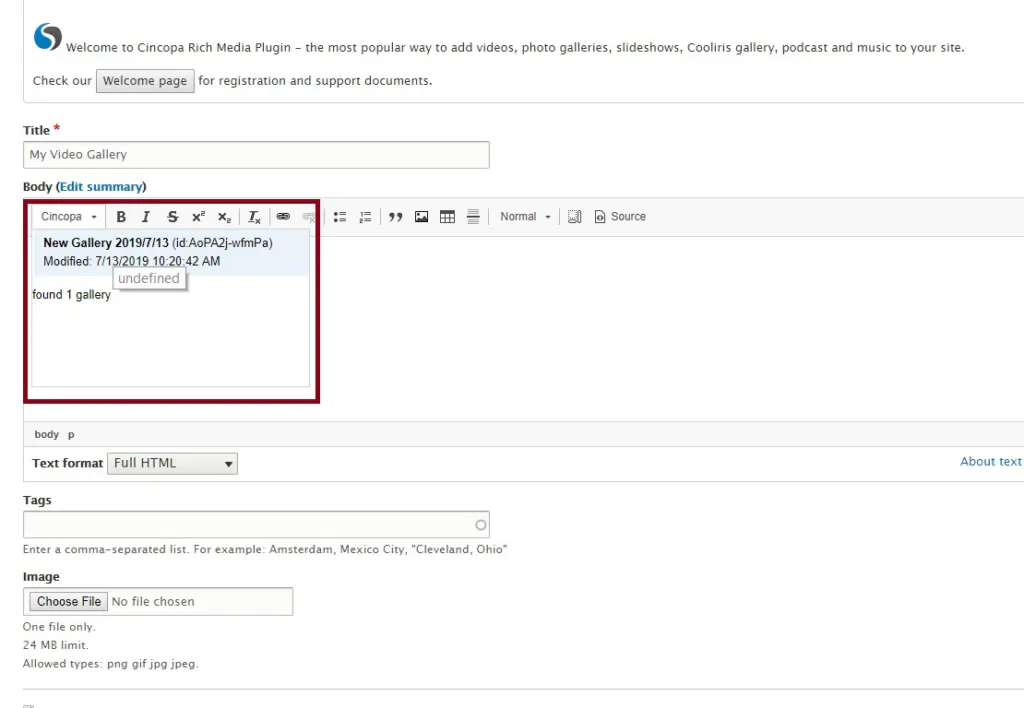 Cincopa For Drupal Module