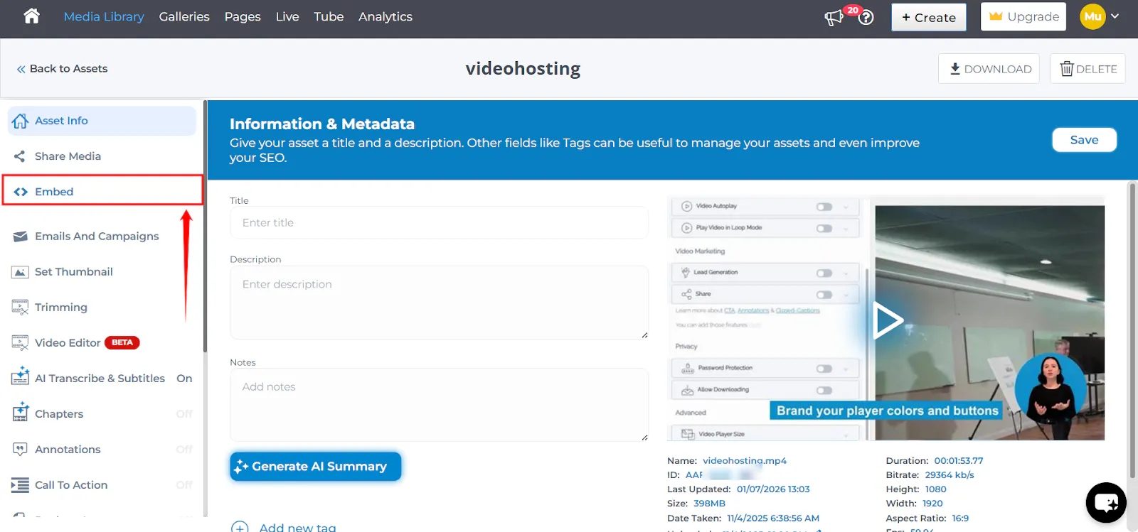 Using Layout Templates When Embedding Individual Assets in Cincopa