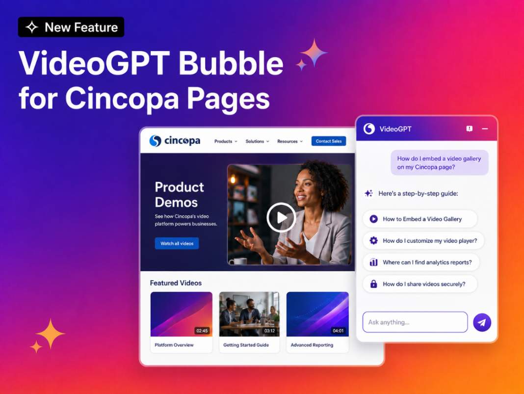📣New Feature: VideoGPT Bubble for Cincopa Pages