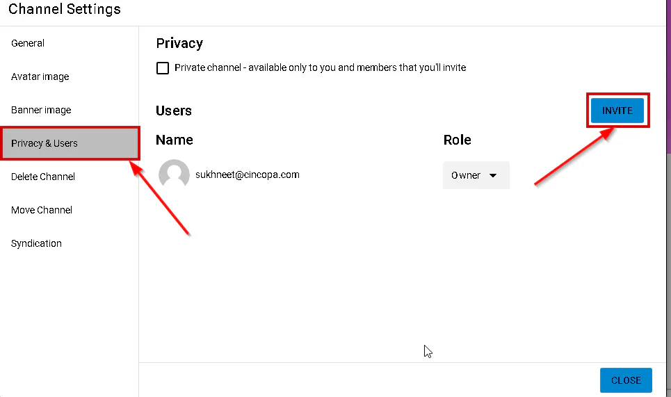 Create Public Channel in CincoTube