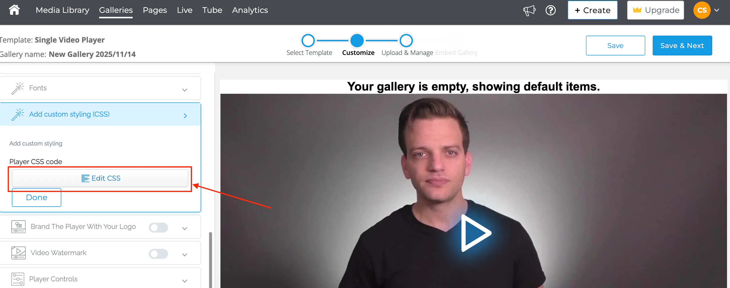 Using Layout Templates When Embedding Individual Assets in Cincopa