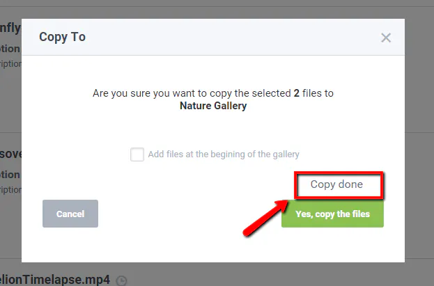 Copy or Duplicate media files from one gallery to another