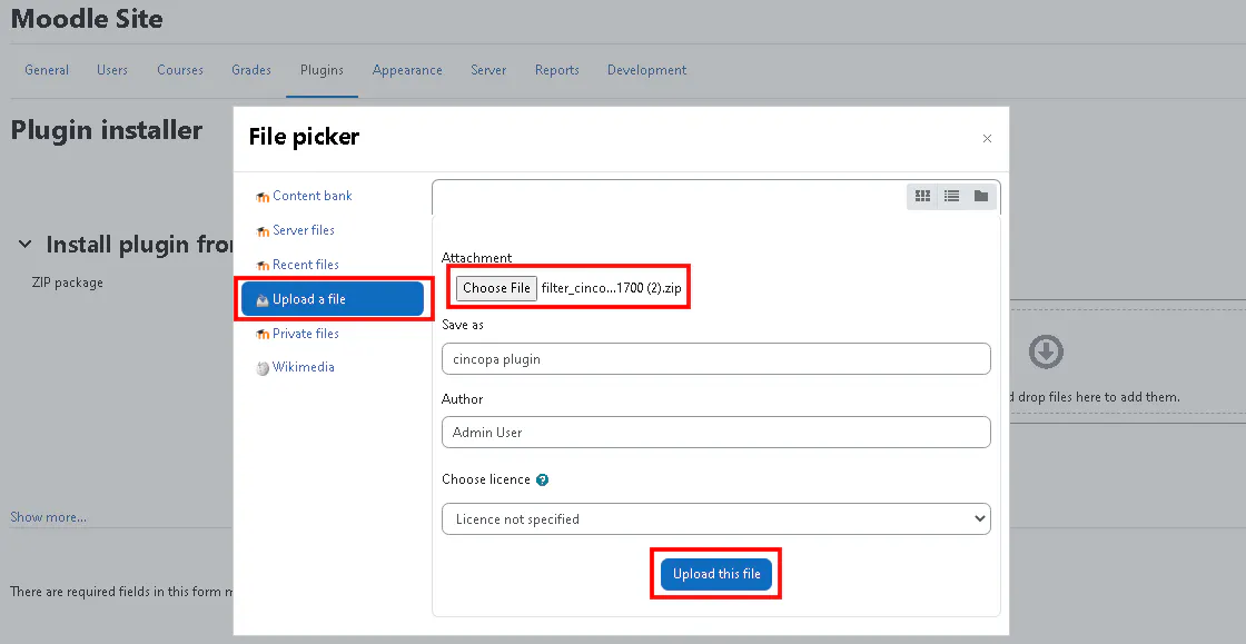 How to install Cincopa Plugins in Moodle LMS
