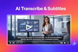 AI Transcribe and Subtitles video player with generated captions