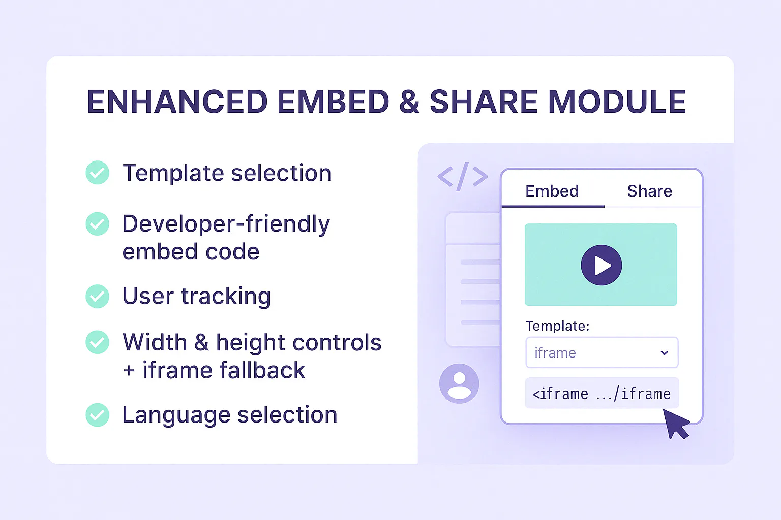 Enhanced Embed & Share Module — Cincopa product update illustration