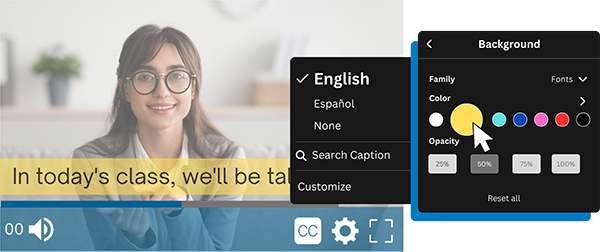 Viewer Player Settings: Closed Captions & Customization — Cincopa product update illustration