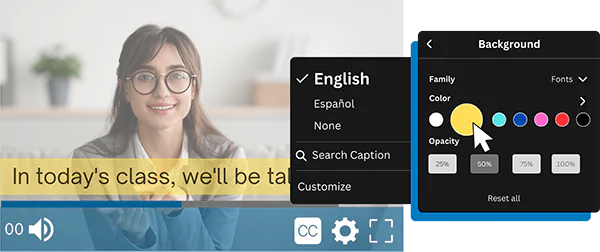 Viewer Player Settings: Closed Captions & Customization — Cincopa product update illustration