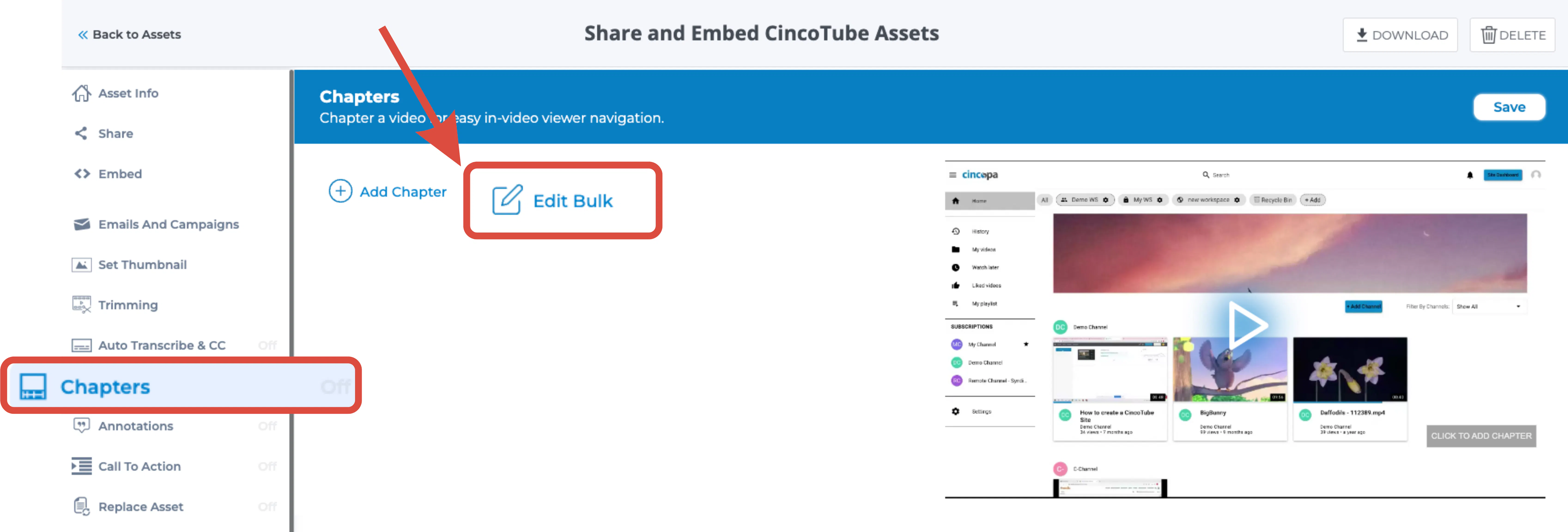Go to Chapter and click Edit Bulk