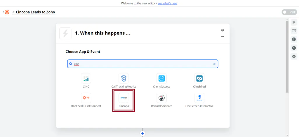 Sending Leads from Cincopa Gallery to Zoho CRM using Zapier