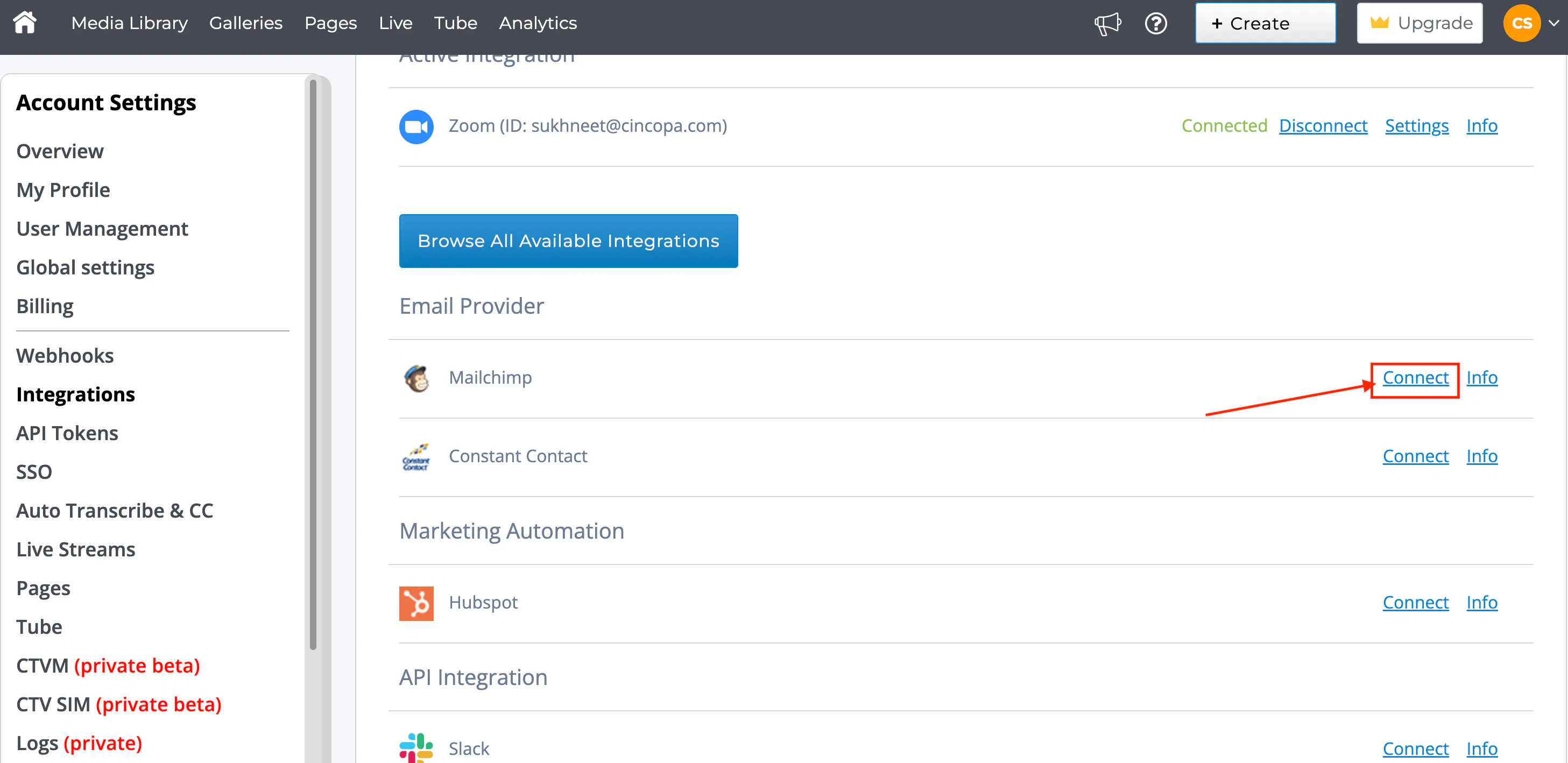 Manage Integrations