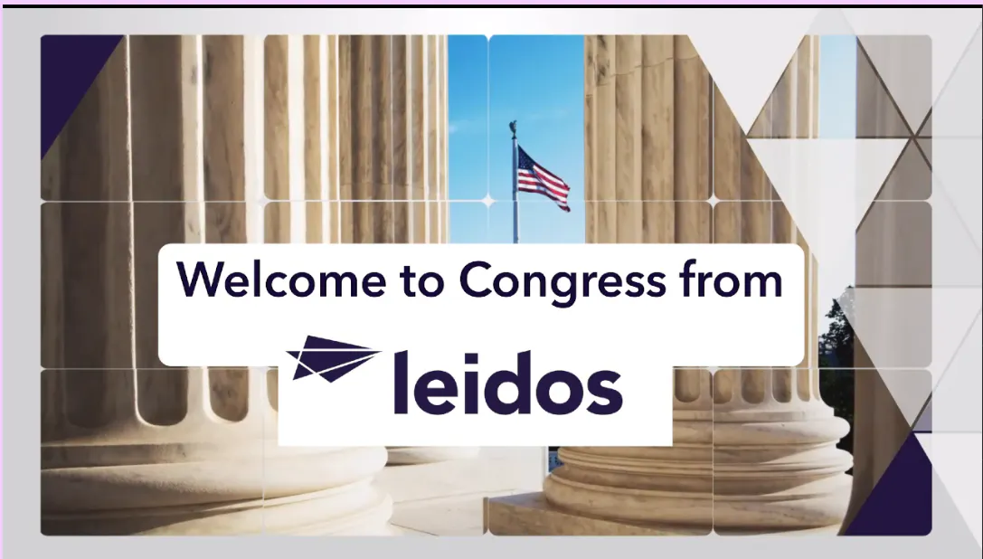 Leidos Welcome to Congress training video cover showing the Capitol building and Leidos branding