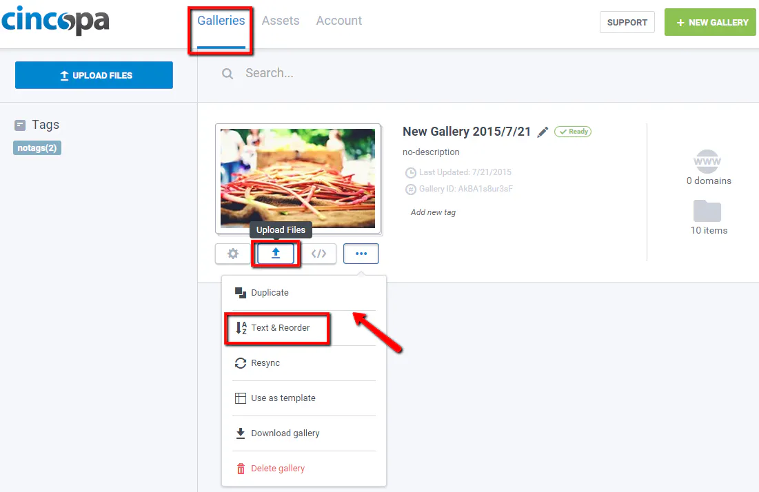 Add or edit captions and descriptions to gallery