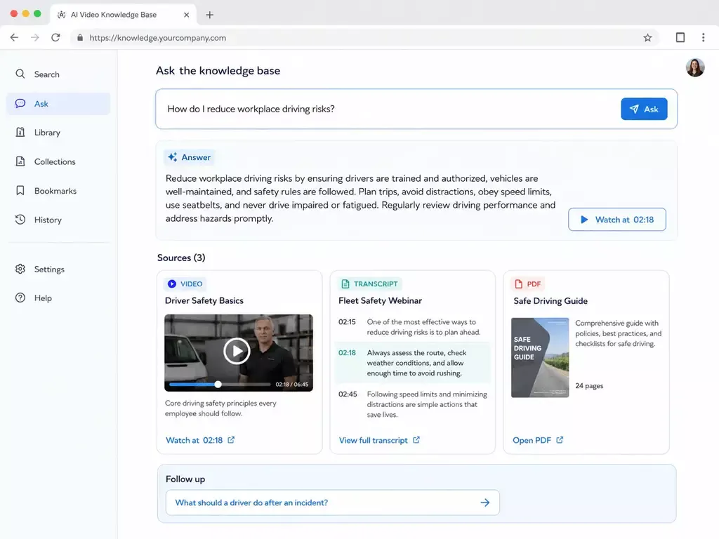 VideoGPT answer grounded in multiple approved video and document sources