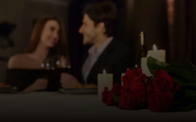 Couple eating romantic dinner