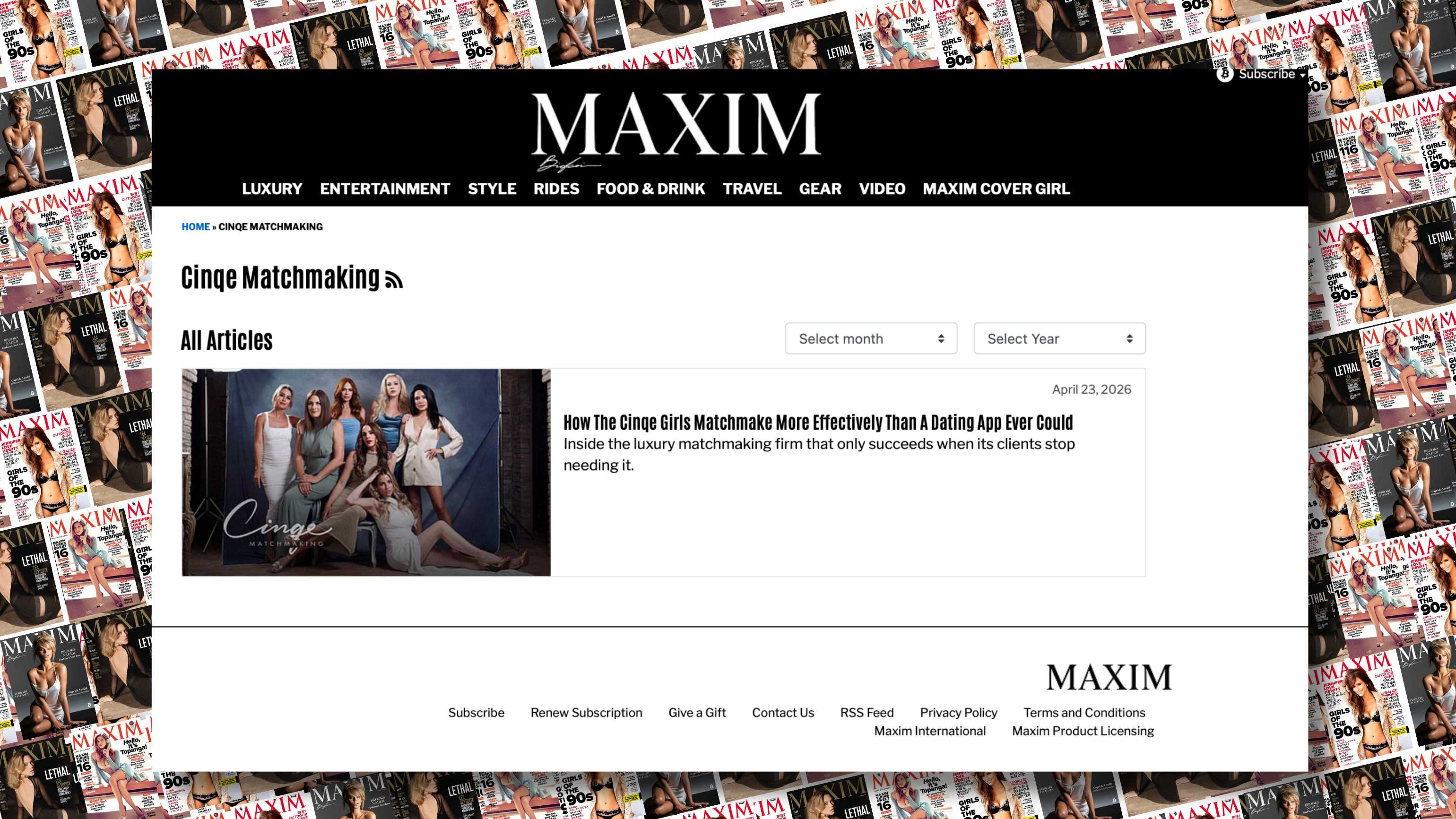 Maxim Magazine Matchmaking Feature Best in Matchmaking Cover
