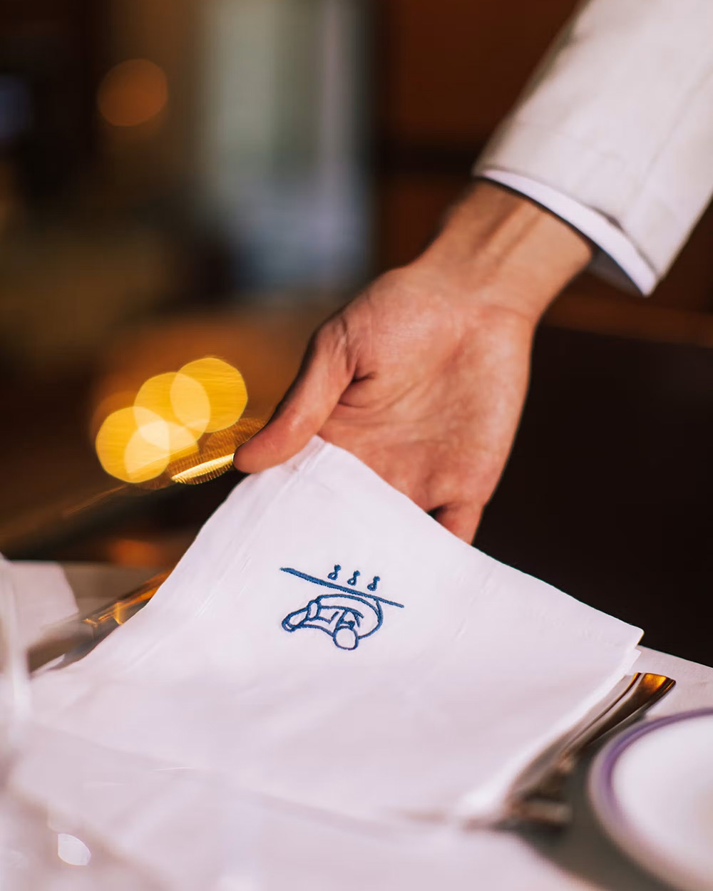 Napkin logo and hand