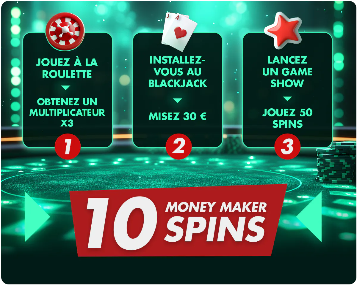 Gagnez des spins Money Maker grâce à nos jeux de live casino