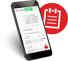 Smartphone met de pagina voor sportweddenschappen van Circus.be