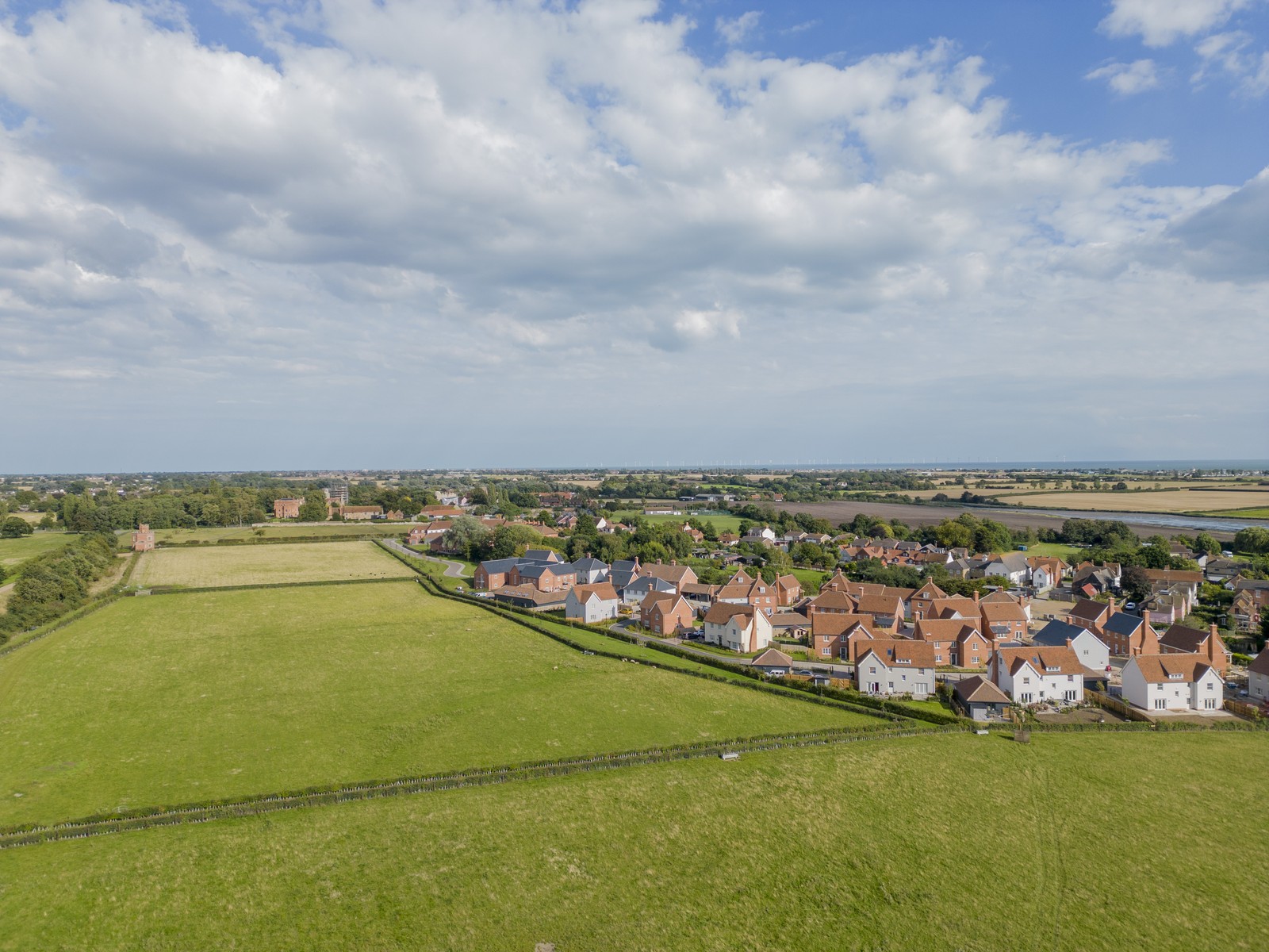 Aerial view of a housing development