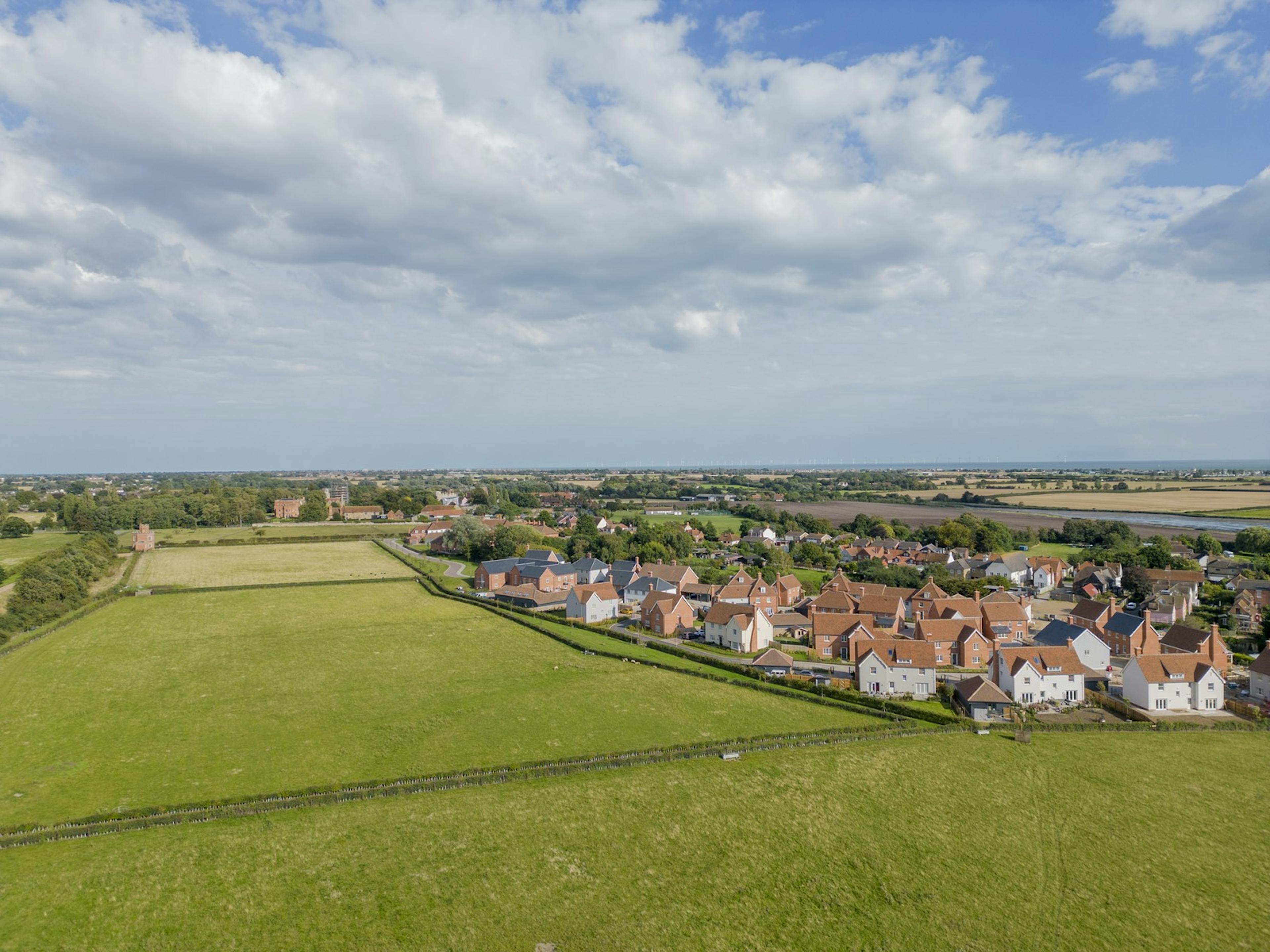 Aerial view of a housing development