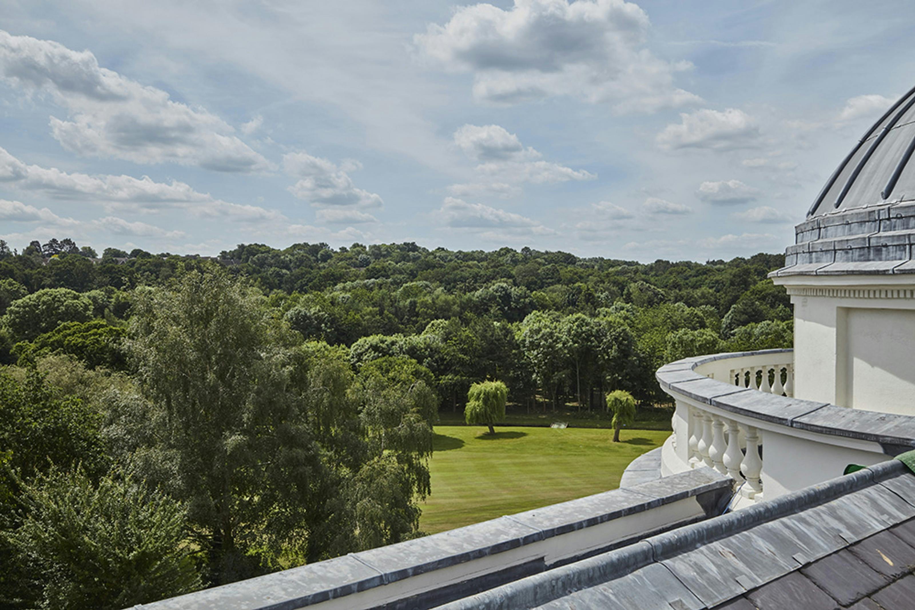 Caption: a view of a large building with a dome on top of it