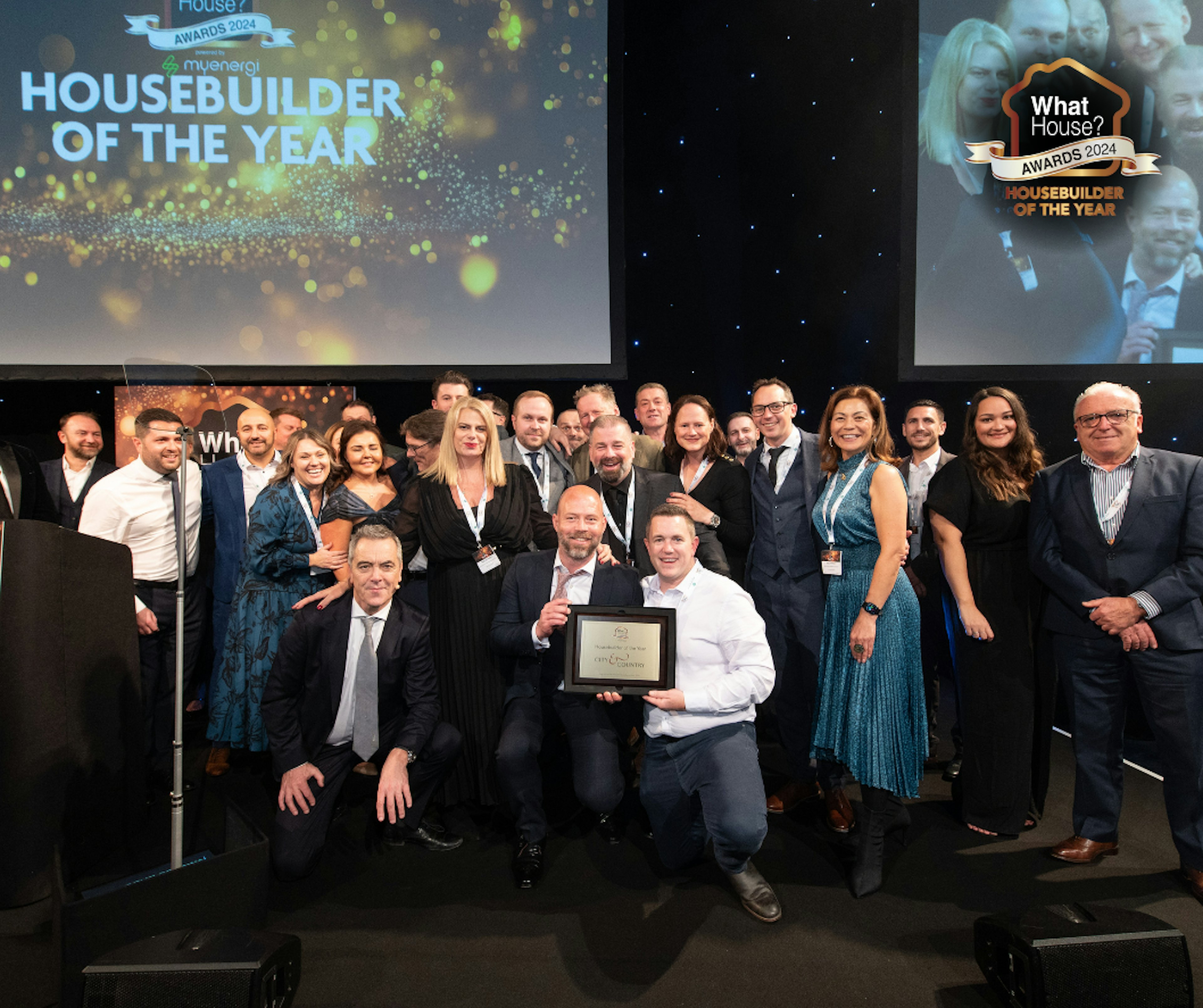 The City & Country team on stage collecting the House Builder of the Year award.
