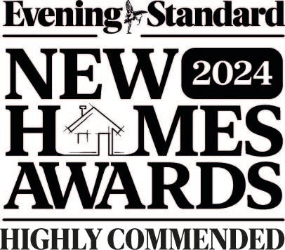 Caption: a black and white image of a new homes award