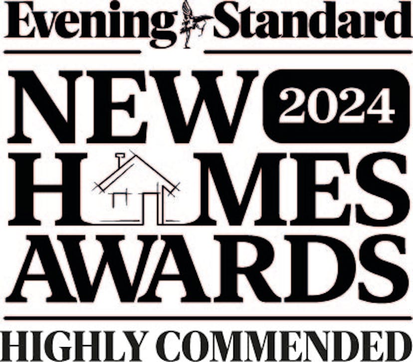 Caption: a black and white image of a new homes award
