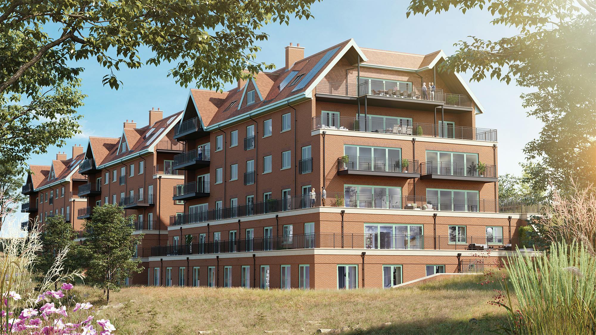 Caption: an artist's rendering of a building with balconies and balconies