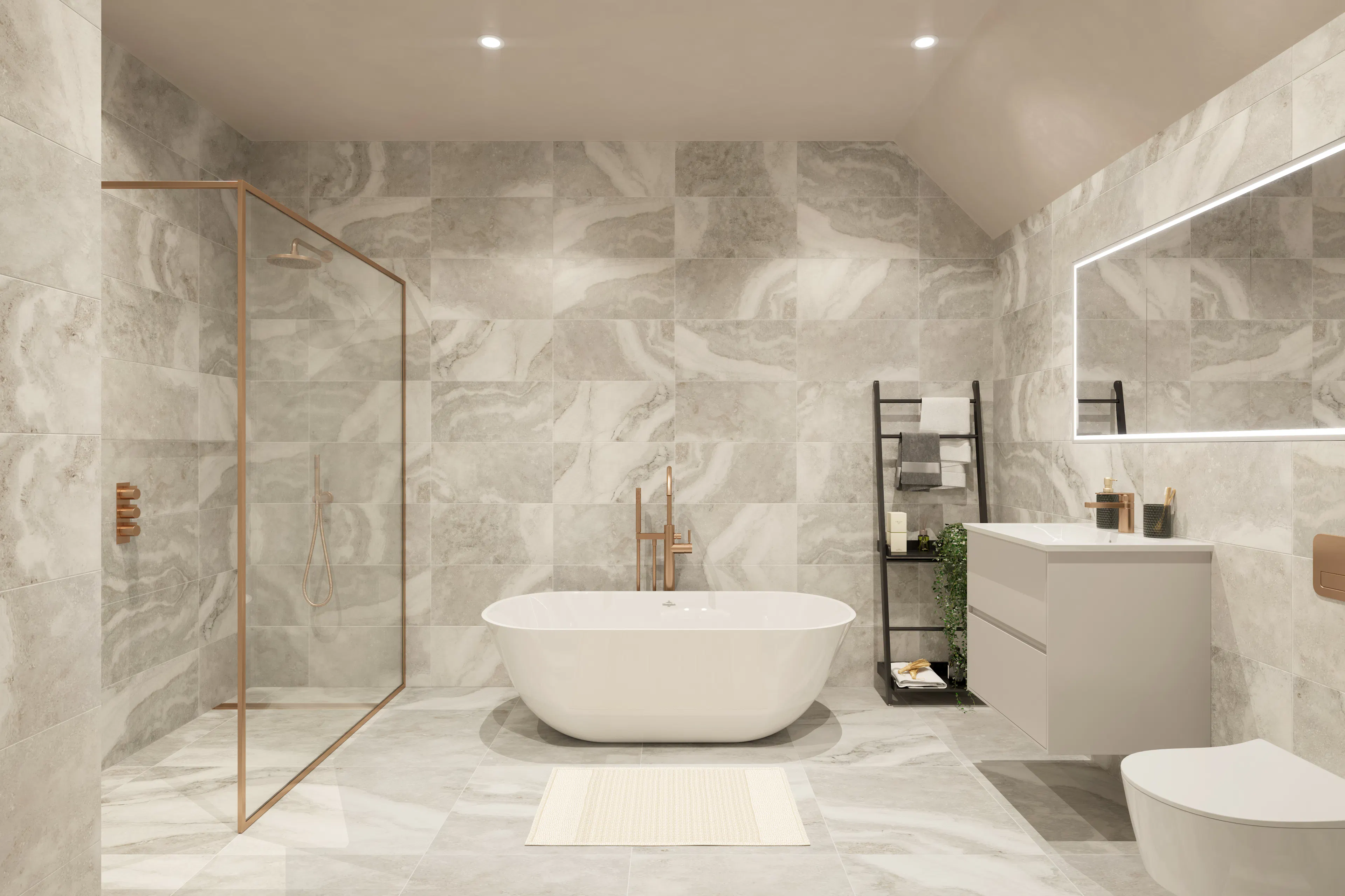 Caption: a white bath tub sitting next to a white toilet
