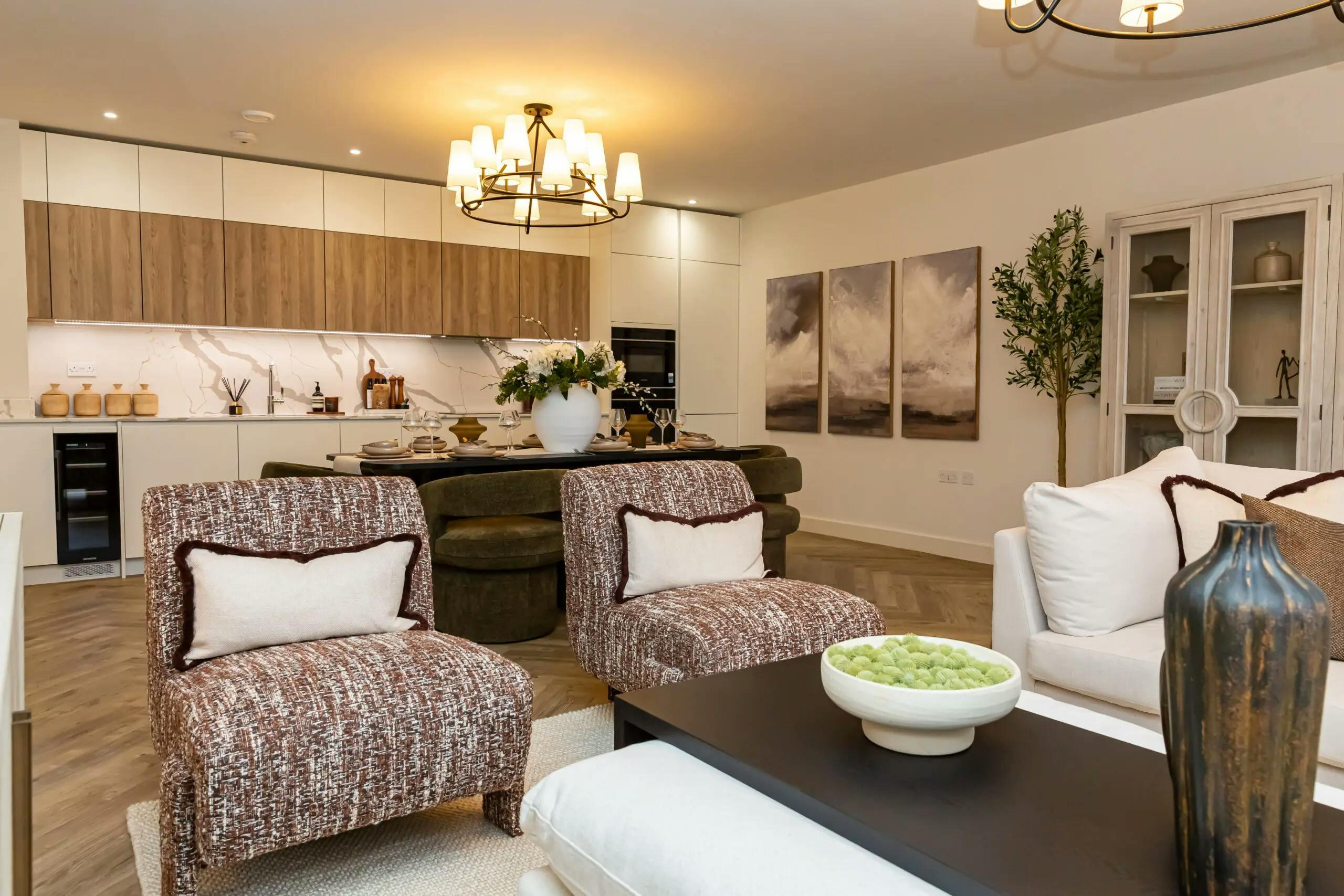 Caption: a living room filled with furniture and a center table