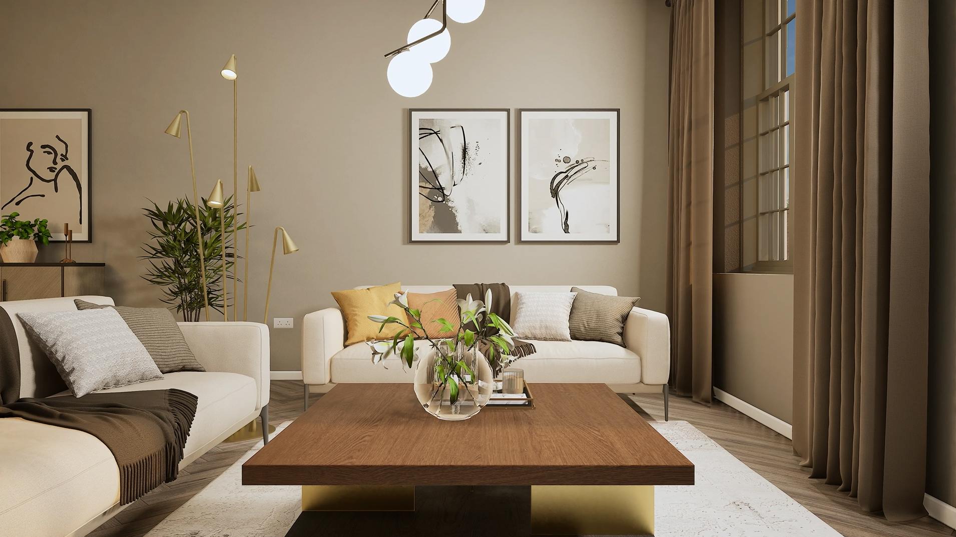 Caption: a living room with two couches and a coffee table