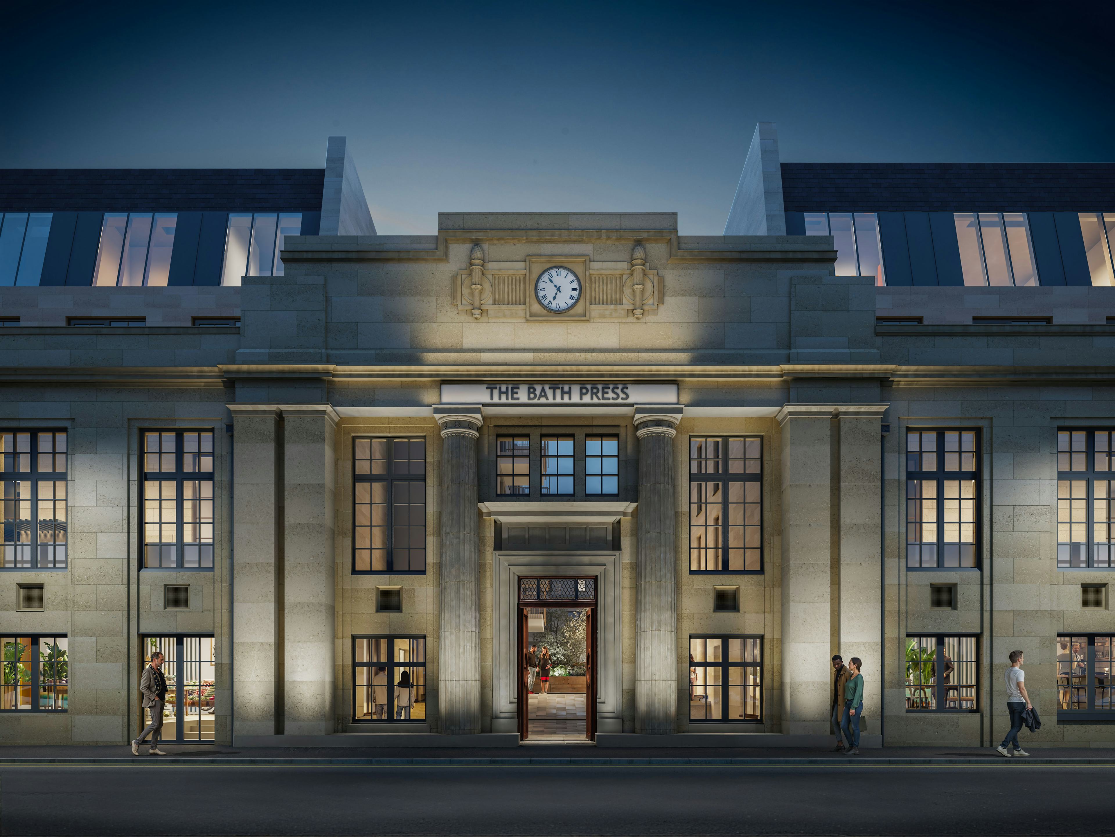 Caption: a large building with a clock on the front of it