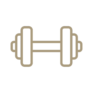 Caption: a line drawing of a barbell on a green background