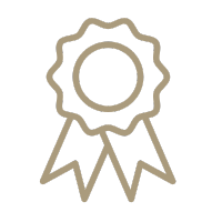 Caption: a rosette with a ribbon on a green background