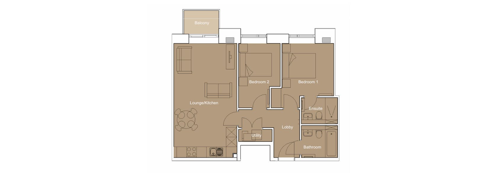Caption: the floor plan of a two bedroom apartment