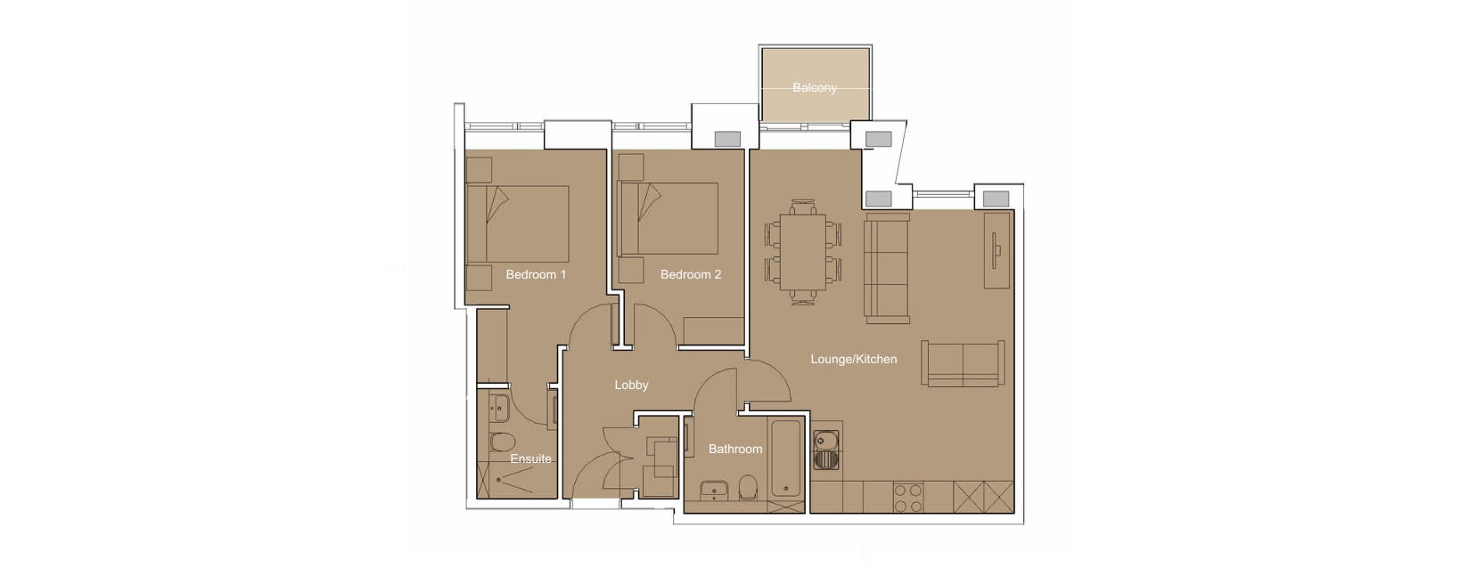 Caption: the floor plan of a two bedroom apartment