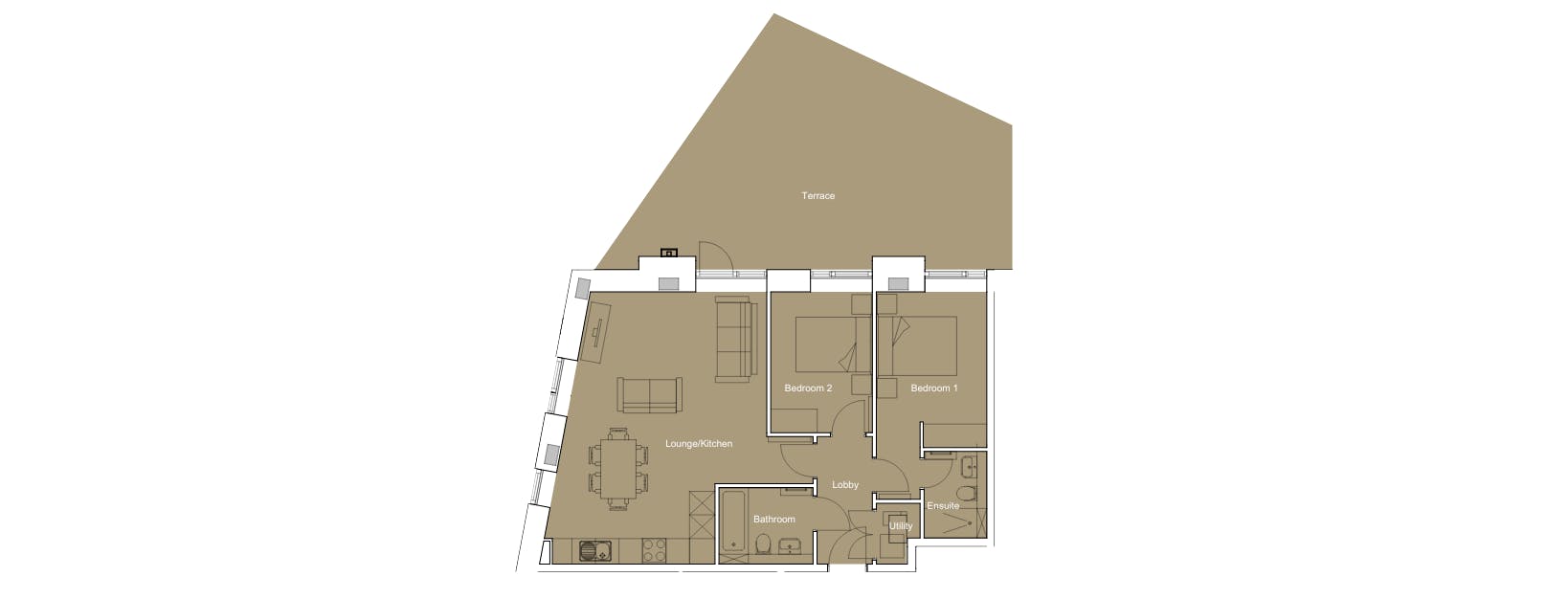 Caption: a floor plan of a two bedroom apartment