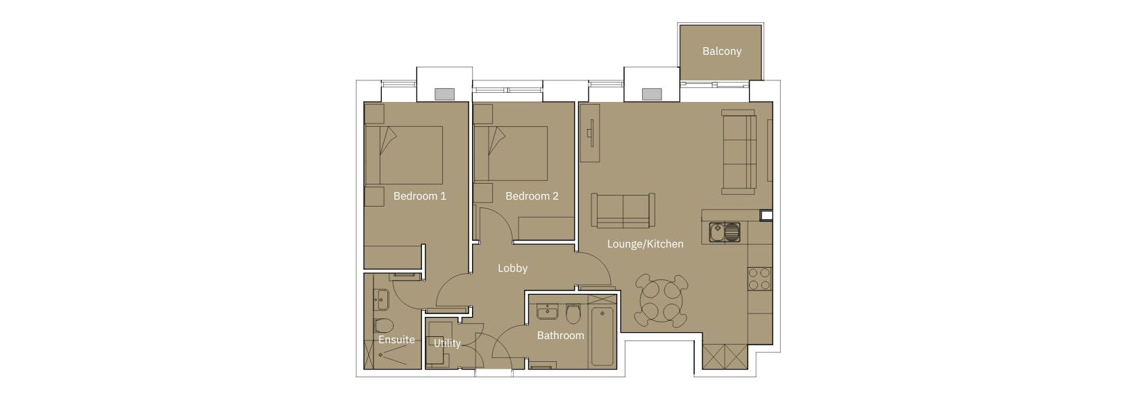 Caption: a floor plan of a two bedroom apartment