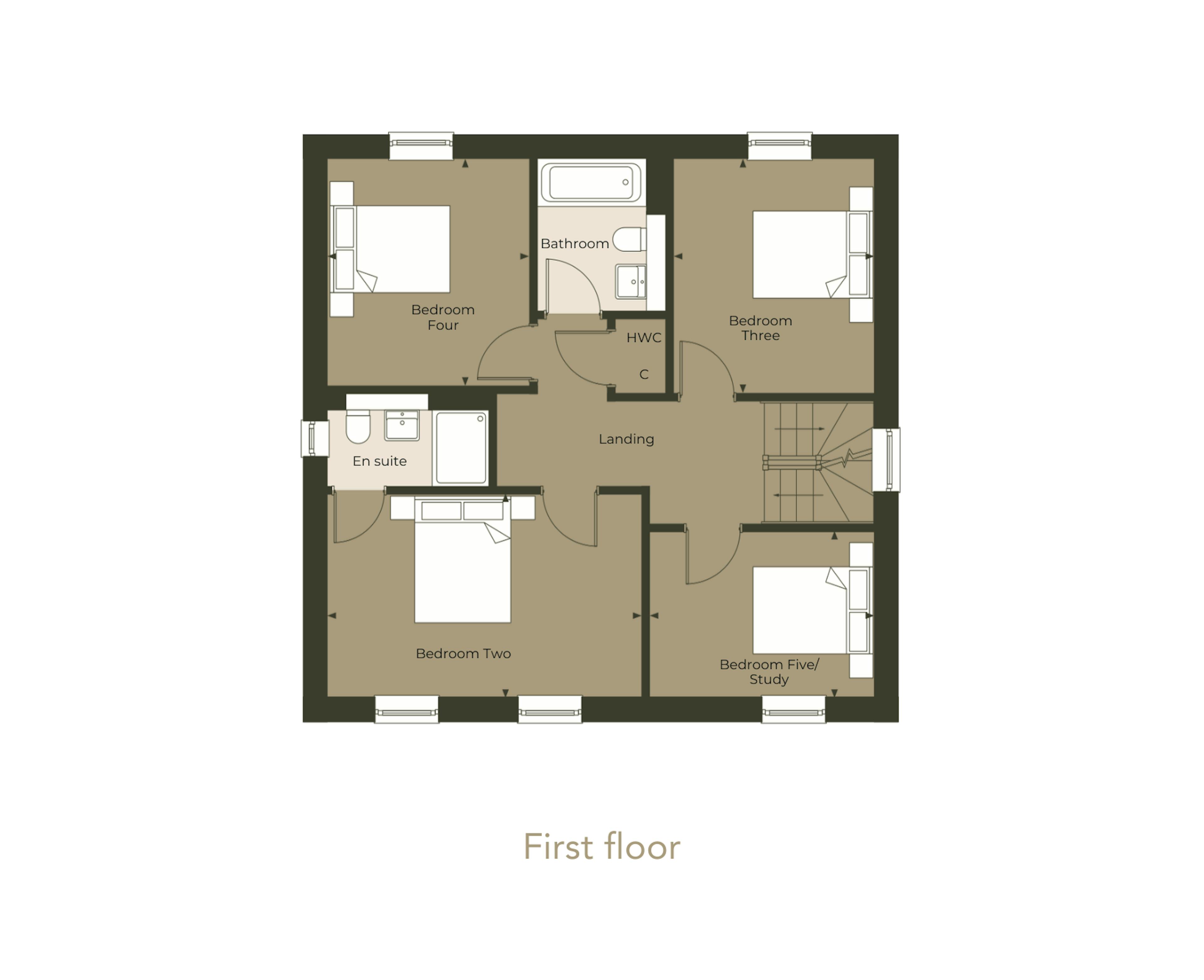 Caption: the first floor plan of a house